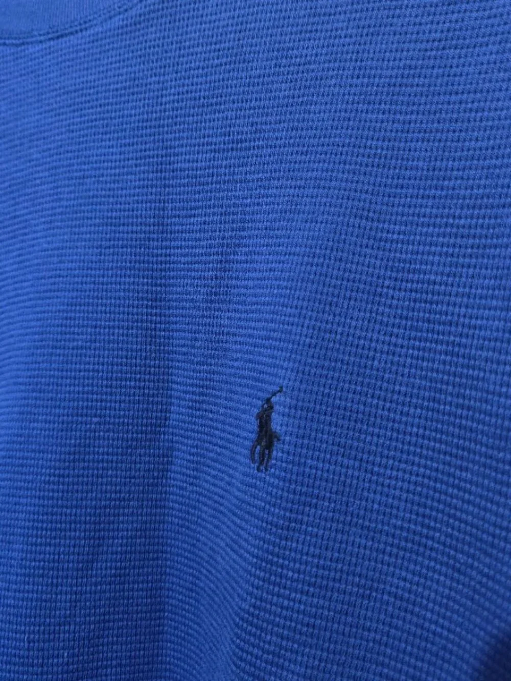 Polo Ralph Lauren Mens Waffle Knit Long Sleeve Thermal Shirt Sz L Blue Crew Neck
